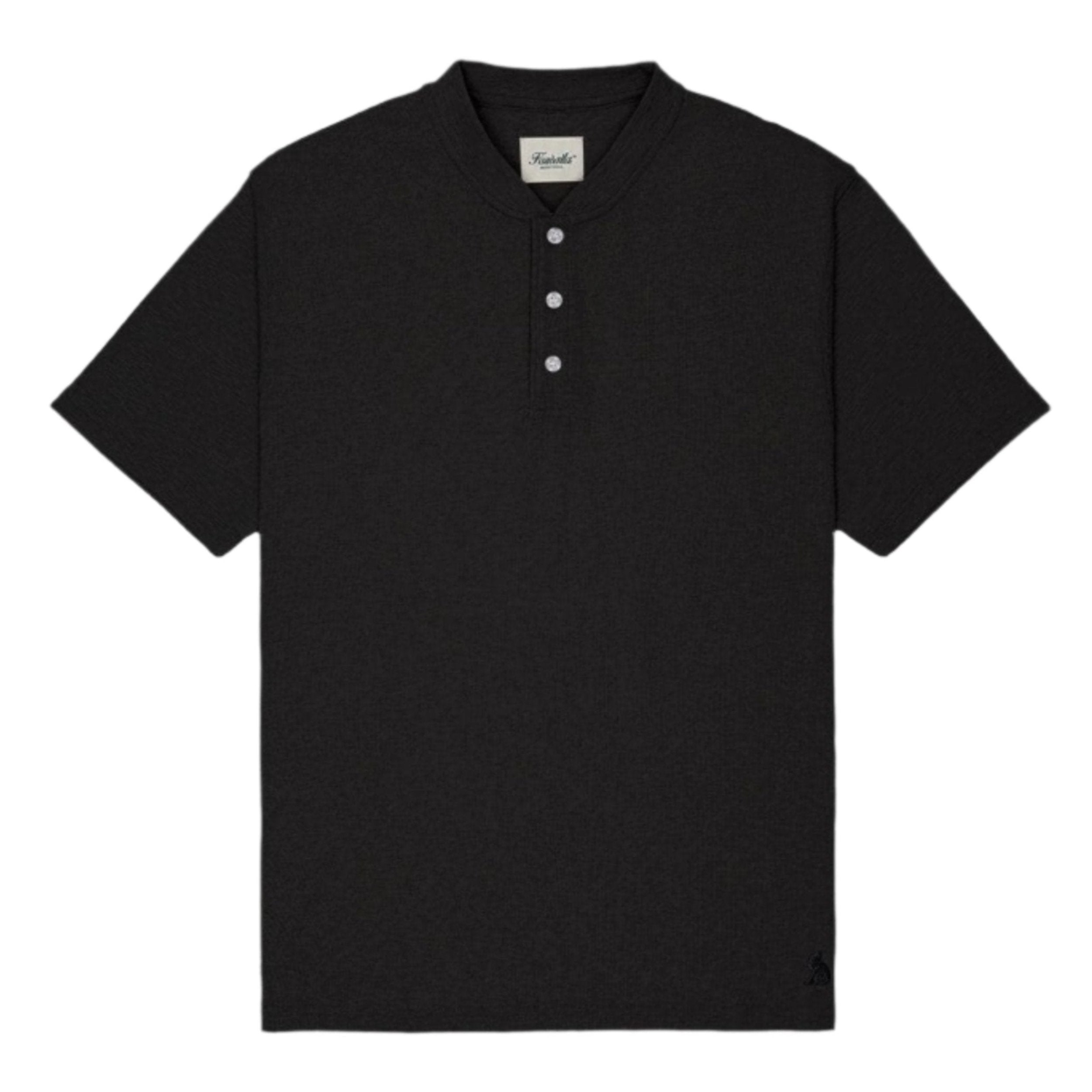 Tシャツ・カットソー COVERNAT Slub henley neck t-shirt black Black Slub Henley T-Shirt | Kuwalla | Surplus