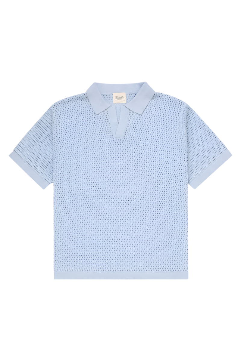 Knitted Beach Polo - Sky Blue