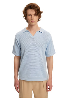 Knitted Beach Polo - Sky Blue