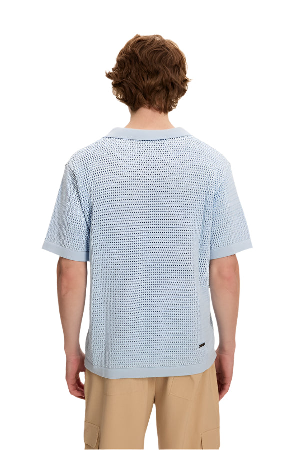 Knitted Beach Polo - Sky Blue
