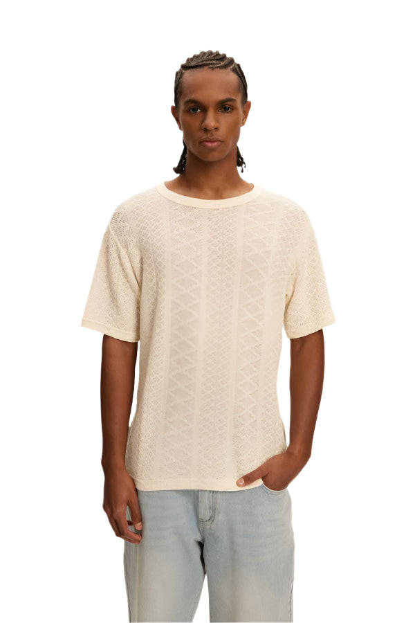 Crochet Jersey Tee - Cream