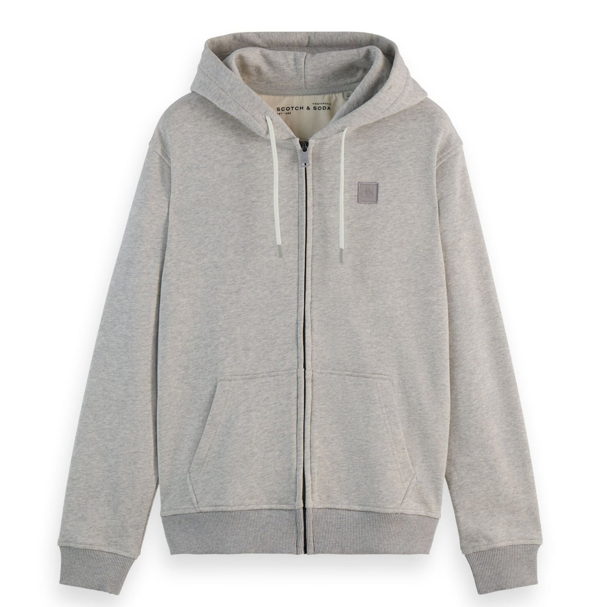 Logo Badge Zip-Through Hoodie - Gray