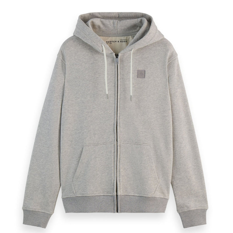 Logo Badge Zip-Through Hoodie - Gray