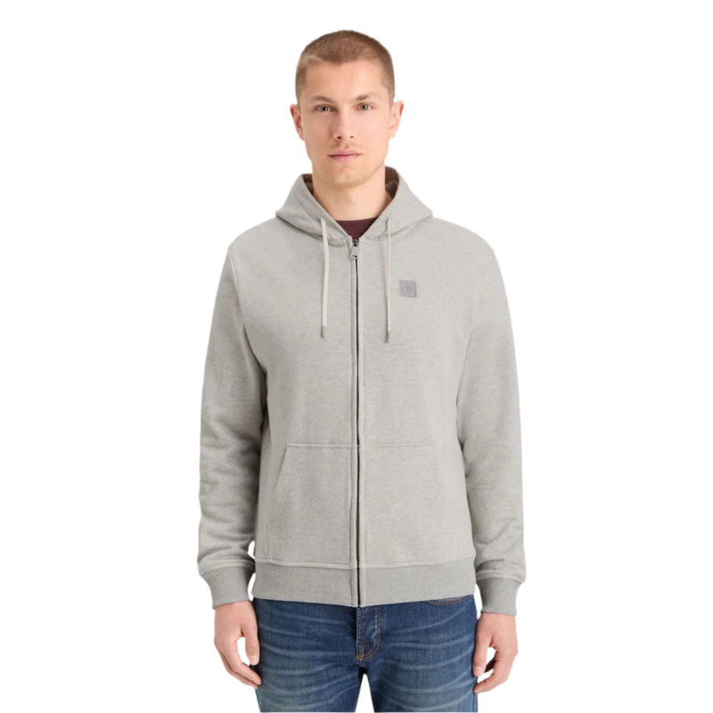Logo Badge Zip-Through Hoodie - Gray
