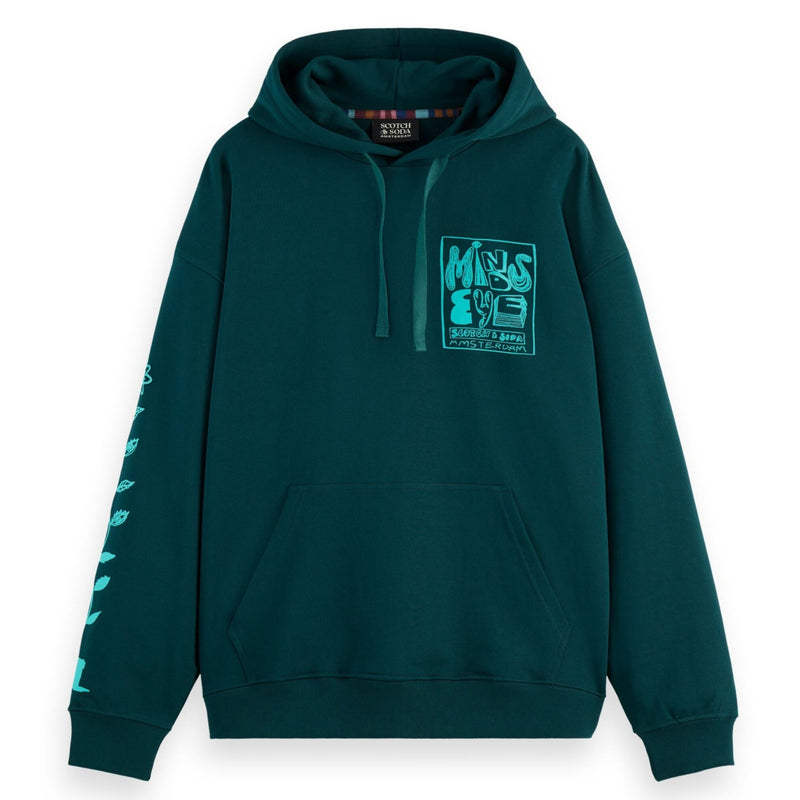 Cypress Green Loose Fit Artwork Hoodie