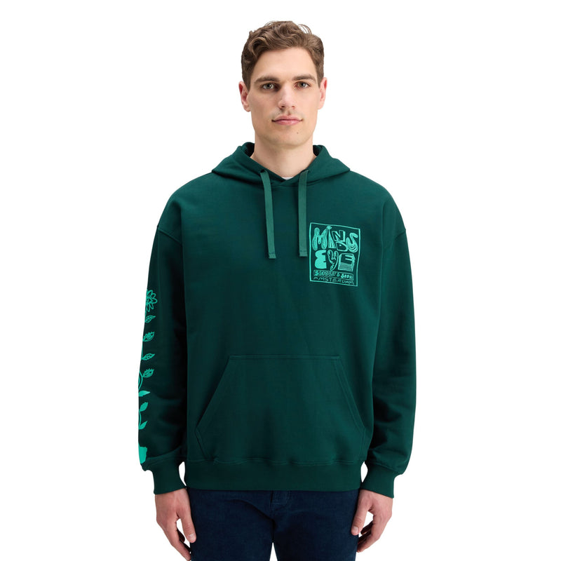 Cypress Green Loose Fit Artwork Hoodie