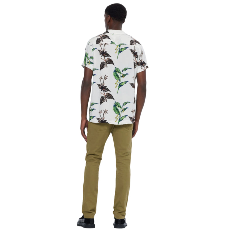 Leafs White AOP Regular Fit Short Sleeve Aop Viscose Shirt