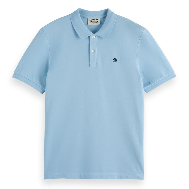 Spring Blue Logo Pique Polo