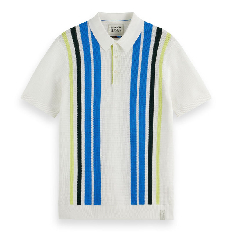 Swan Structured Knitted Striped Polo