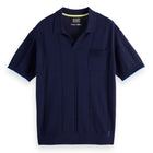 Navy Knitted V-Neck Relaxed Fit Polo