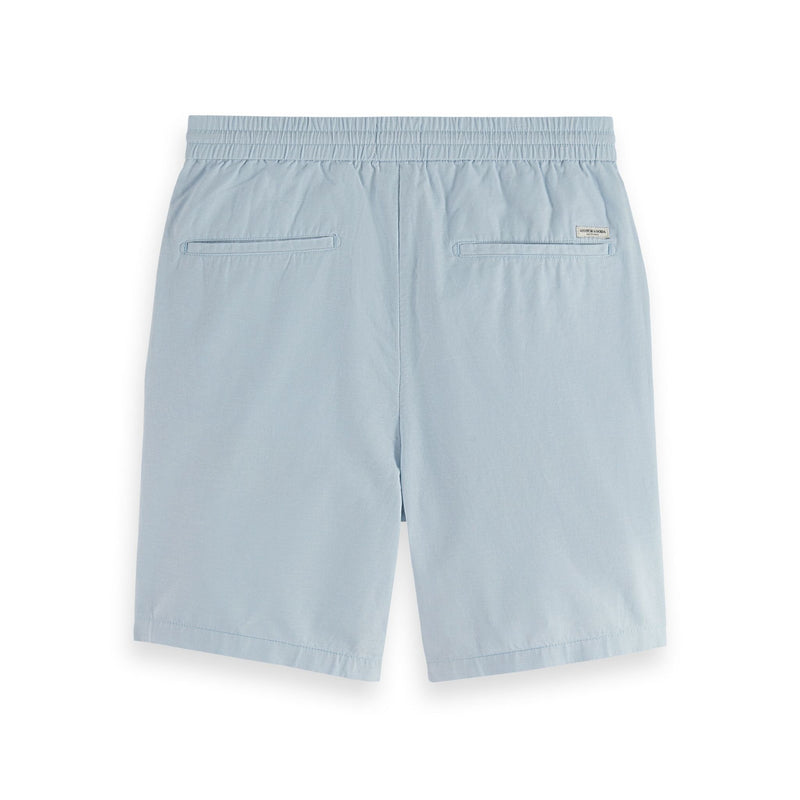 Blue Fave Cotton And Linen Twill Bermuda