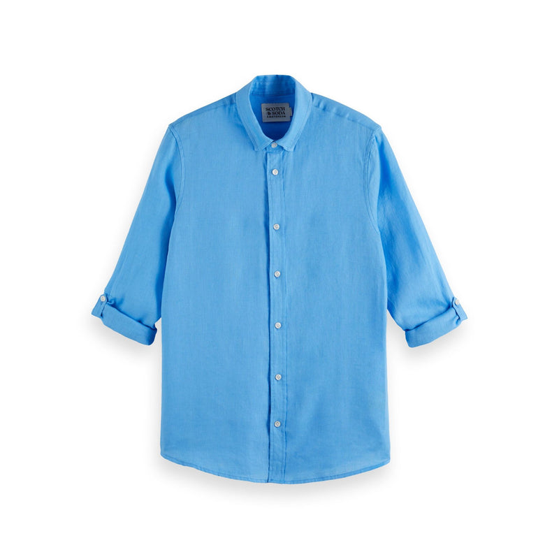 Blue Regular Fit Linen Shirt