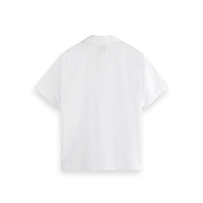 White Short-Sleeved Relaxed-Fit Linen Blend Shirt
