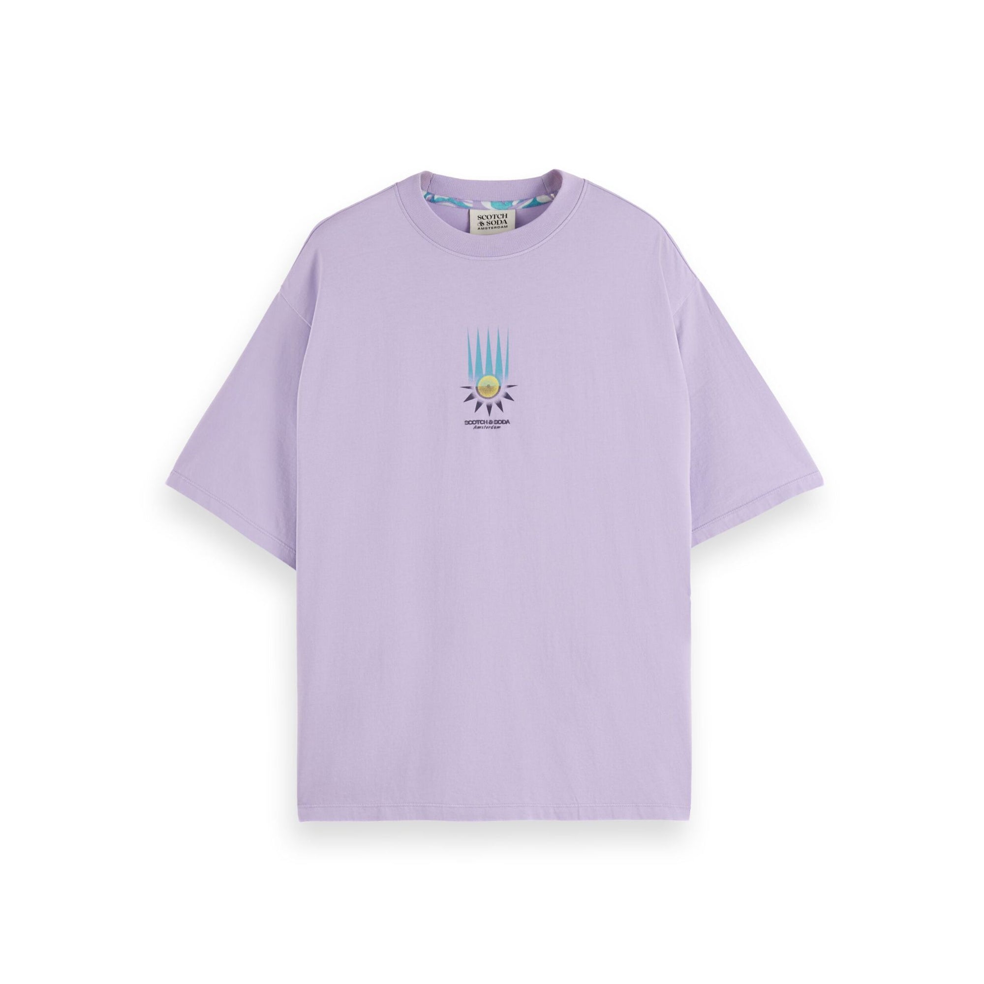 Lavender Loose Fit Front Chest Artwork T-Shirt