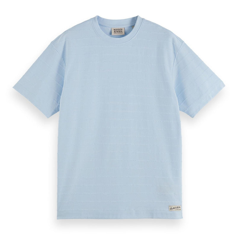 Blue Relaxed-Fit Towelling Striped T-Shirt