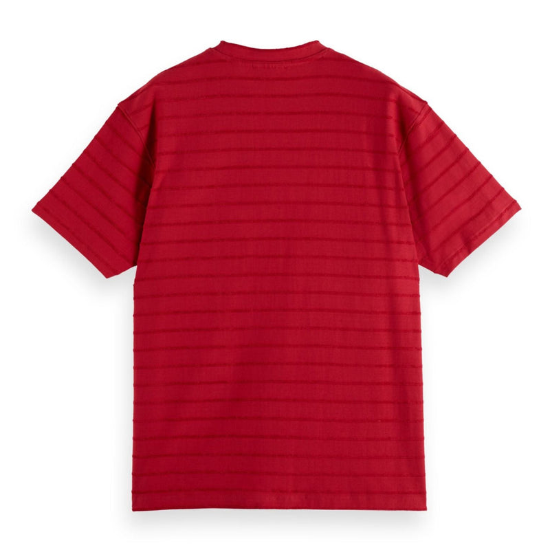 Red Relaxed-Fit Towelling Striped T-Shirt