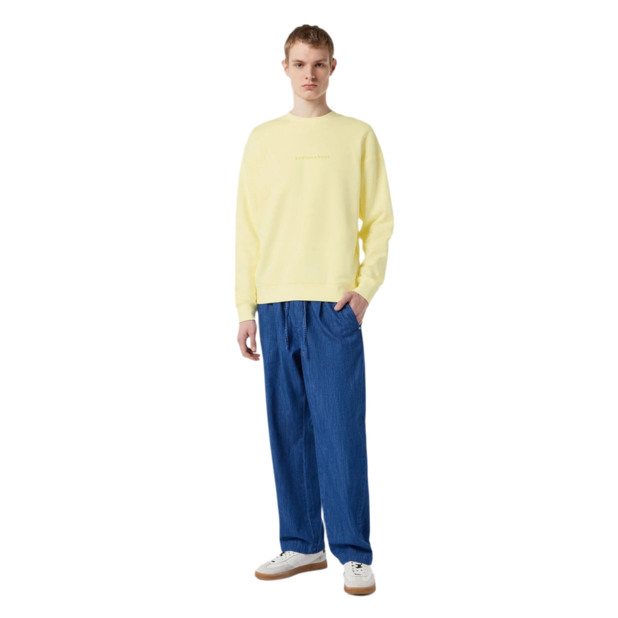 Yellow Relaxed-Fit Front Chest Logo Sweatshirt