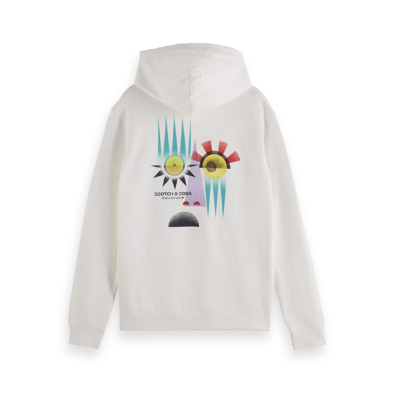 White Regular Fit Front And Back Artwork Hoodie