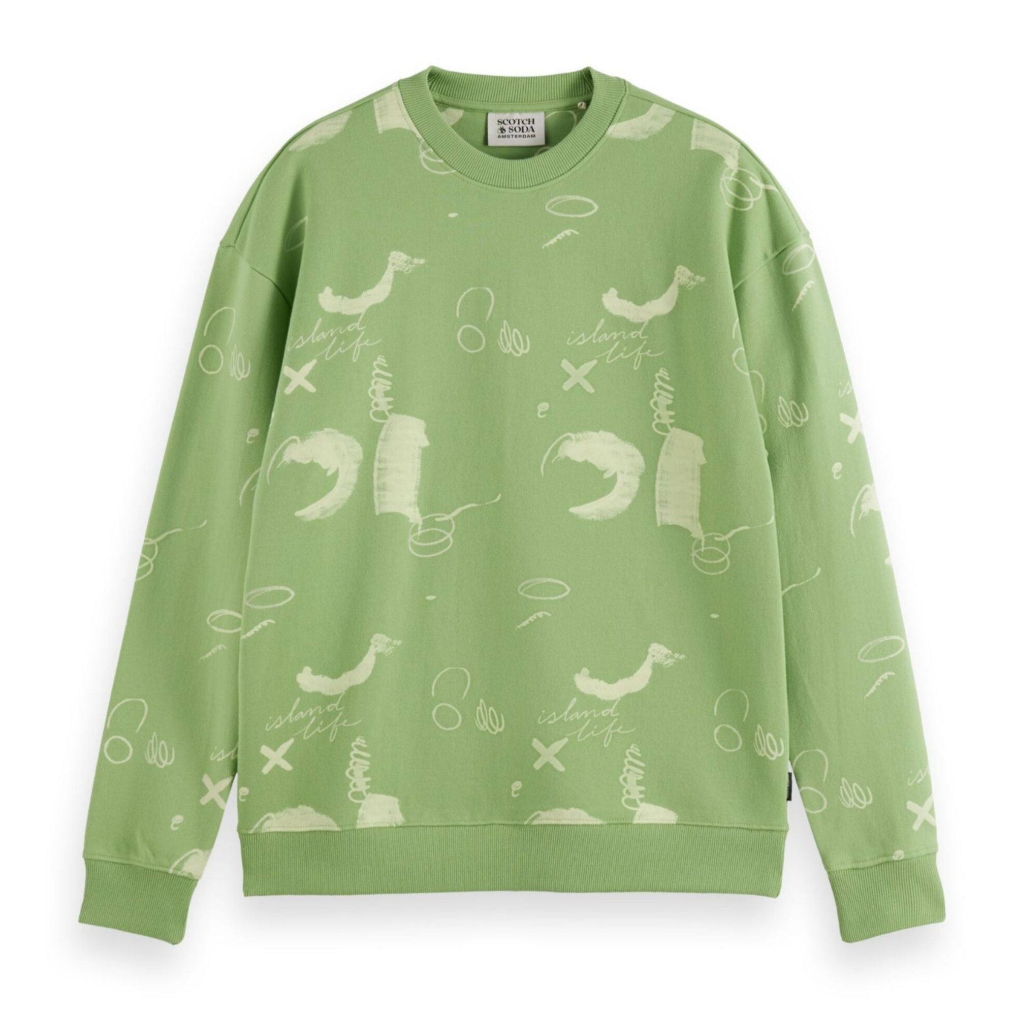 Green Relaxed-Fit Aop Sweatshirt