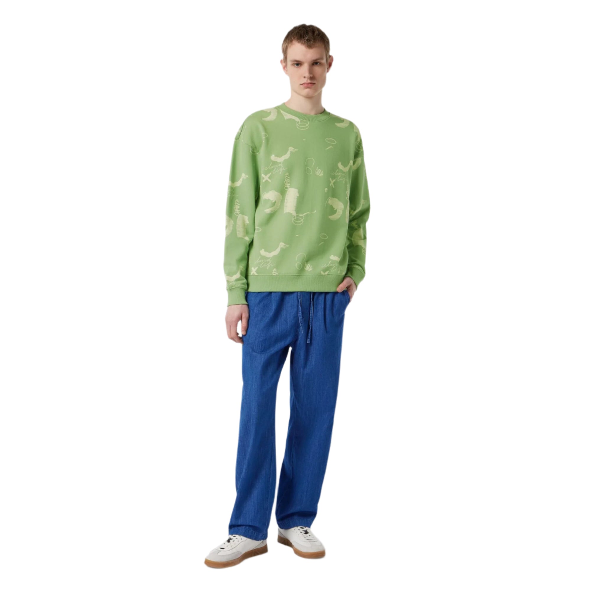 Green Relaxed-Fit Aop Sweatshirt