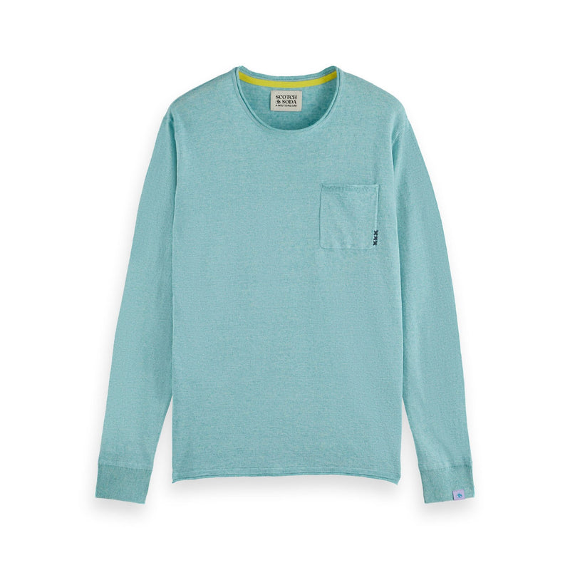 Blue Linen-Blend Sweater