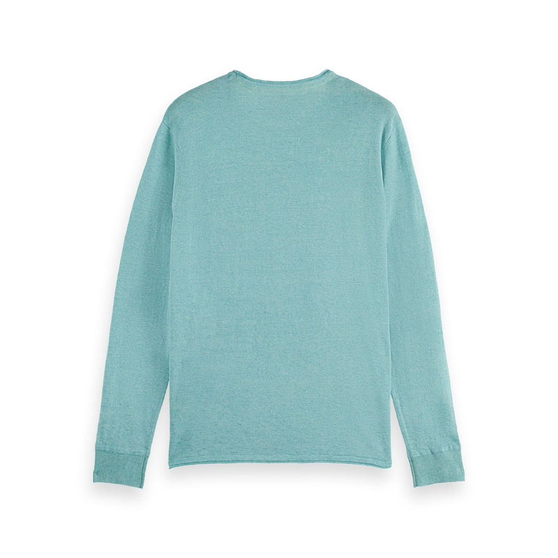 Blue Linen-Blend Sweater