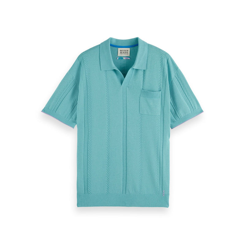 Blue Relaxed Fit Knitted Polo