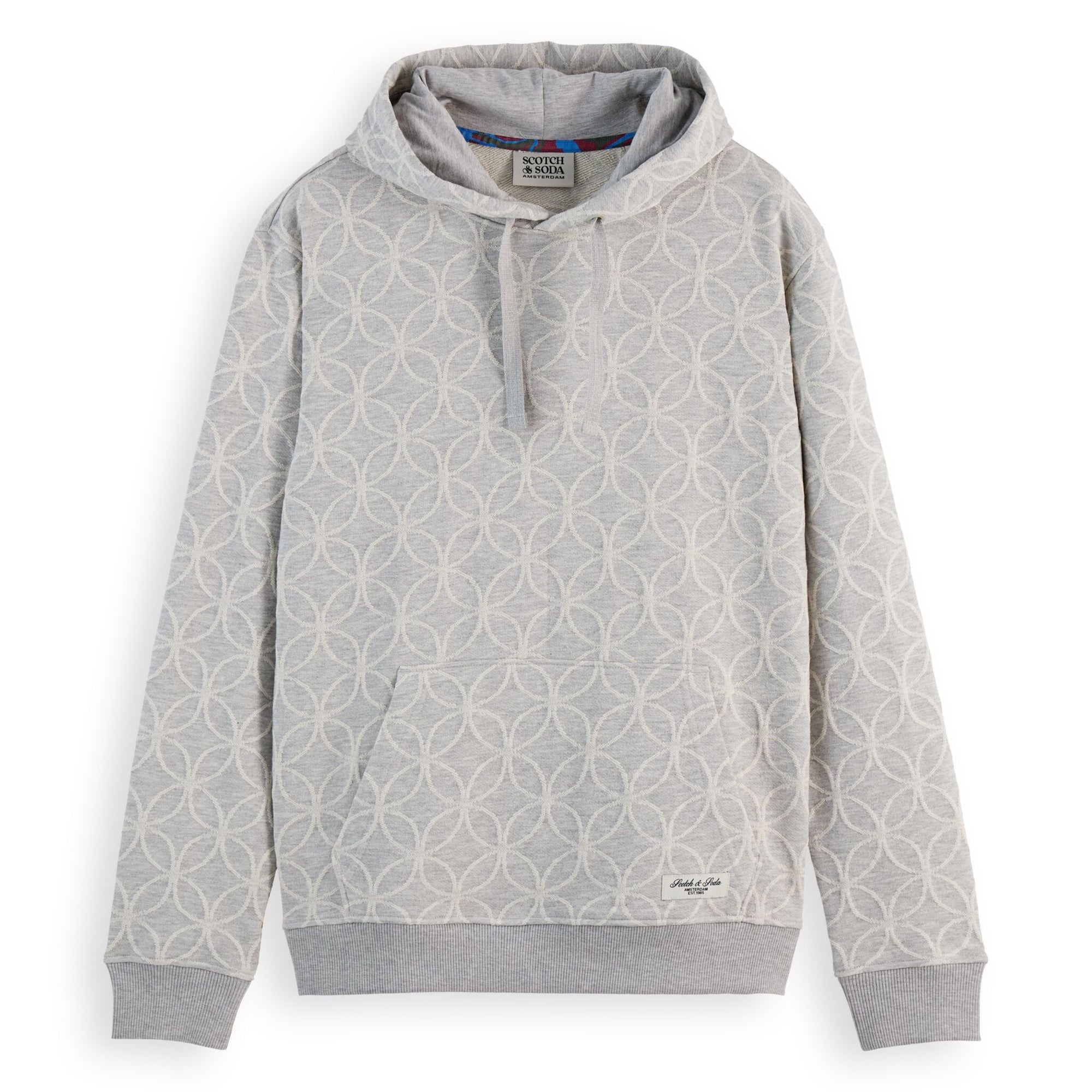 Light Grey Melange Jacquard Regular Fit Hoodie