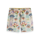 White Printed Mid-Length Swimshort