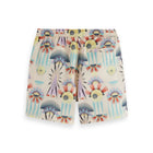 White Printed Mid-Length Swimshort