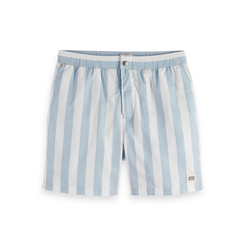 Blue Striped Mid-Length  Swimshort