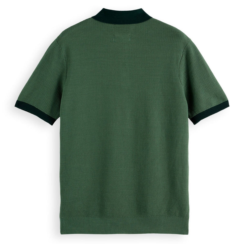 Sage Green Structured Knitted Solid Polo