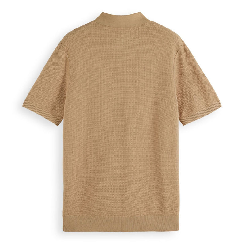 Beige Structured Knitted Polo