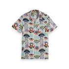 White Aop Short-Sleeved Regular Fit Viscose Shirt
