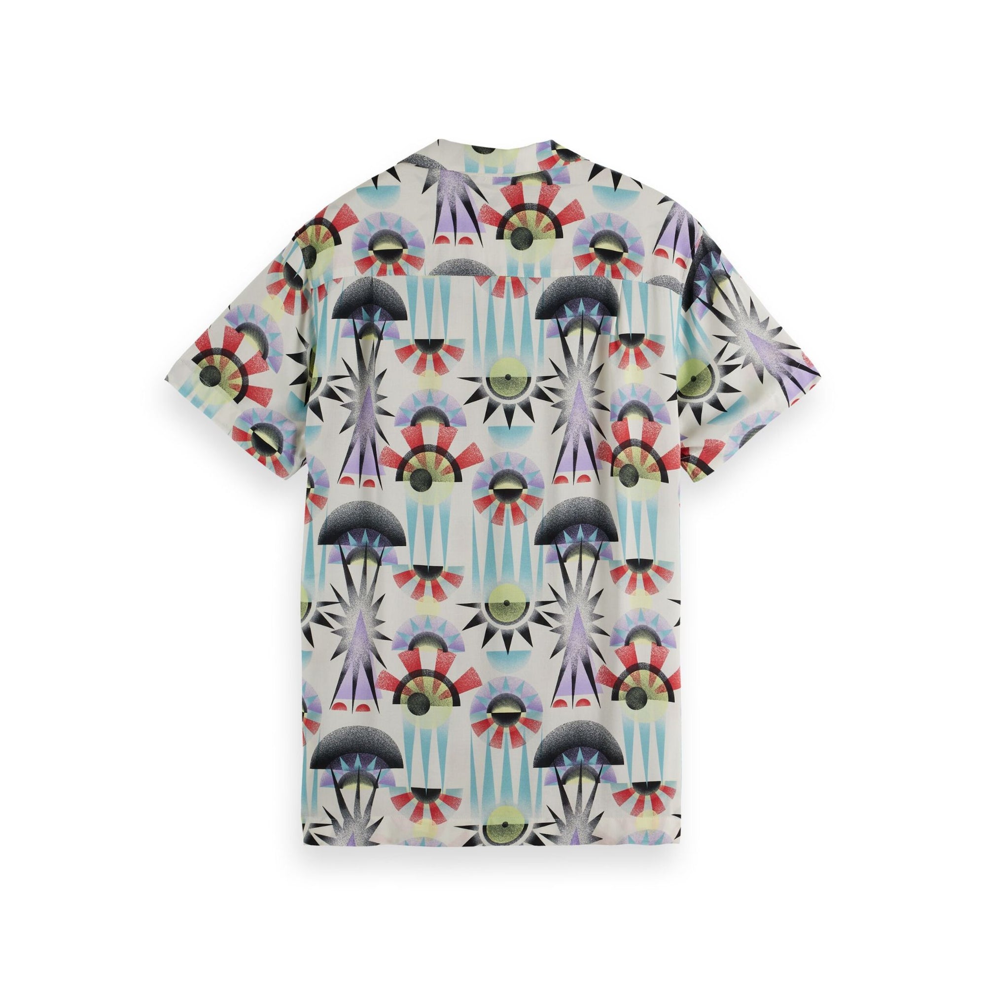 White Aop Short-Sleeved Regular Fit Viscose Shirt