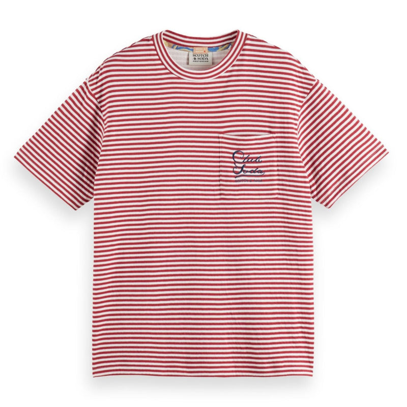 Red Relaxed-Fit Double Face Jersey Pocket T-Shirt
