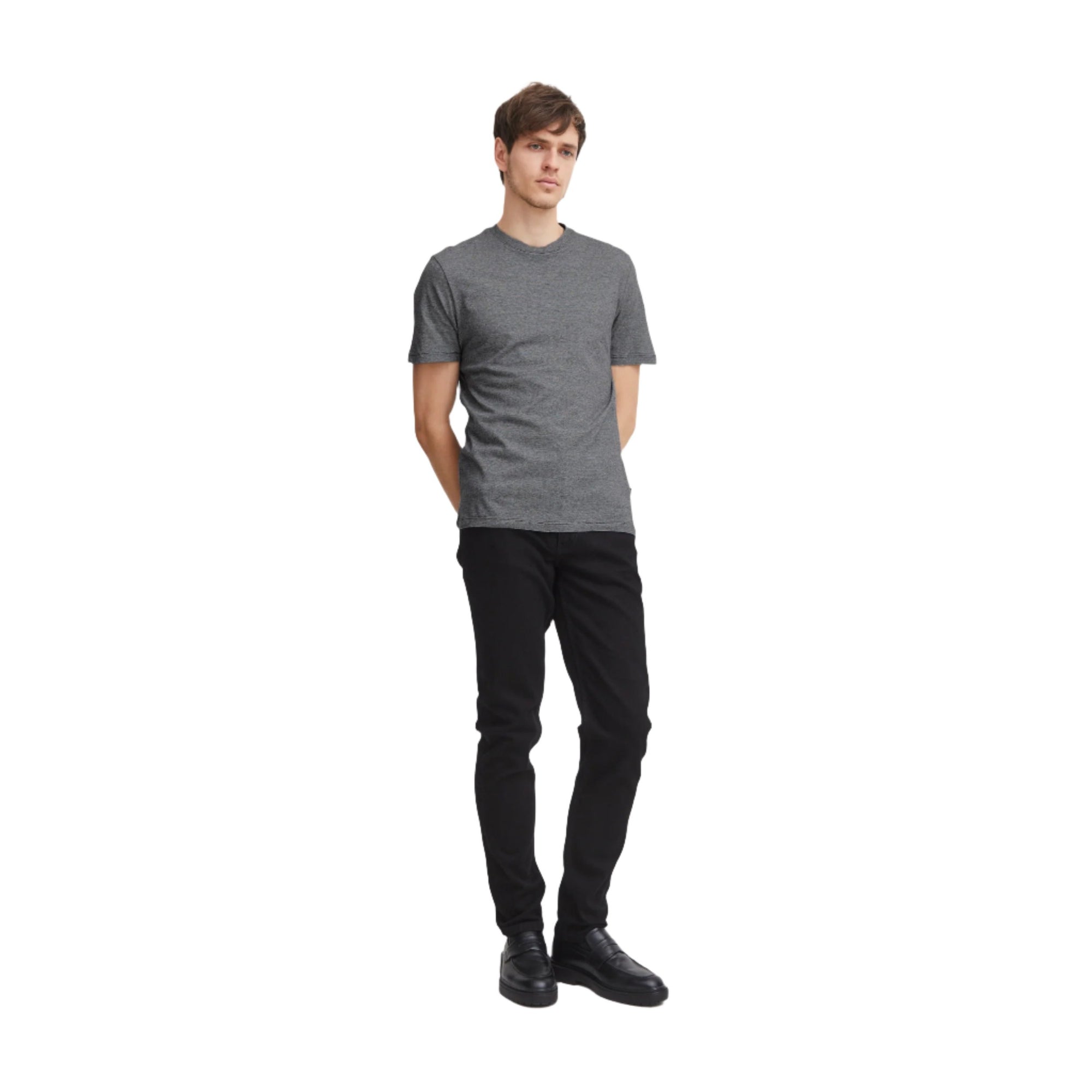 Pewter Mix Micro Striped T-Shirt
