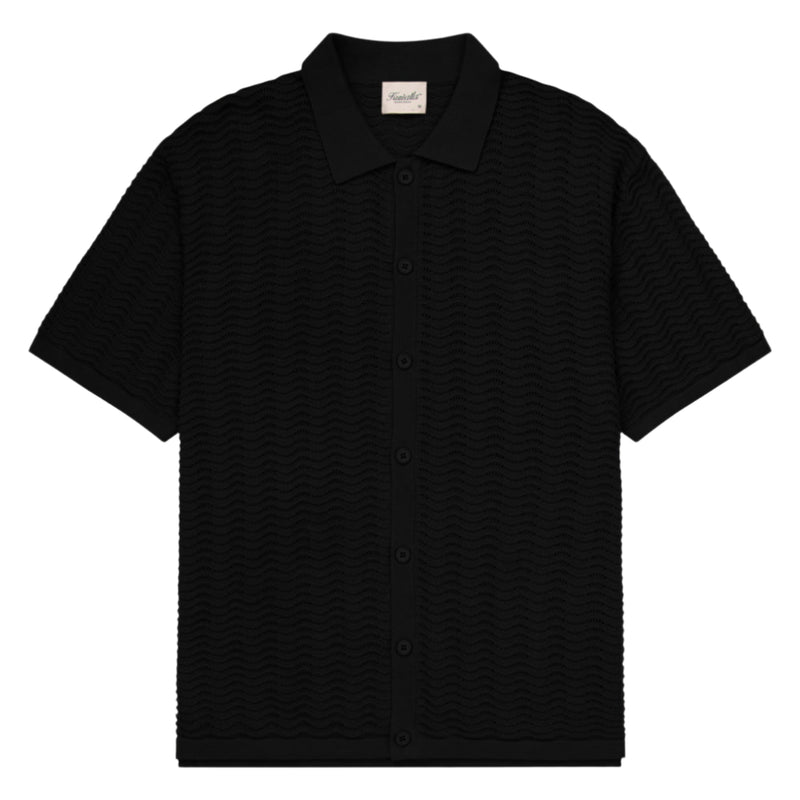 Black Wave Knit Polo Shirt