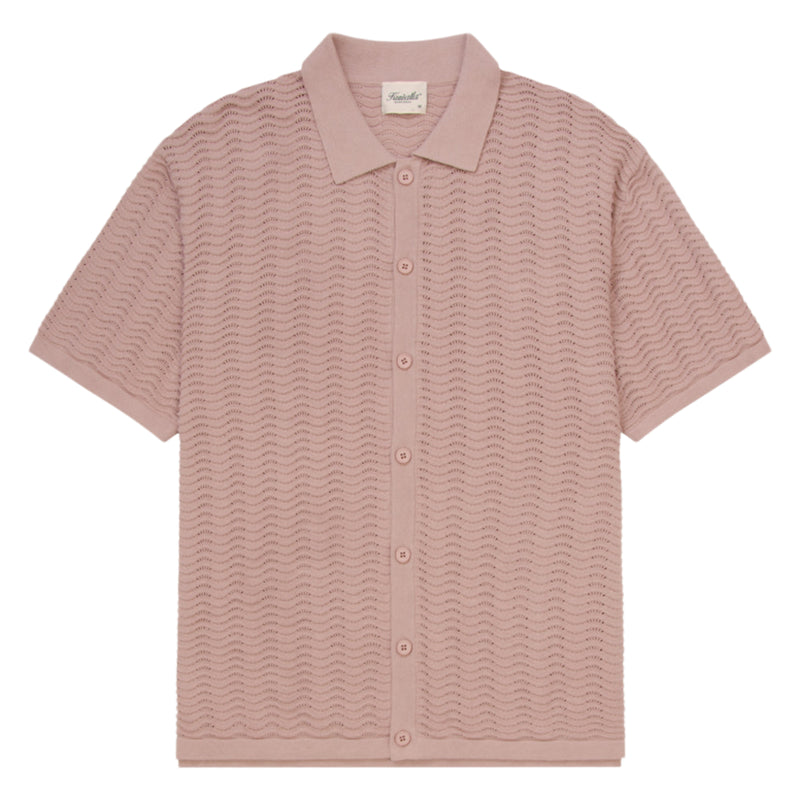 Dusty Lilac Wave Knit Polo Shirt