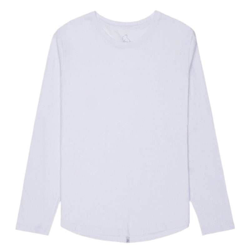 White Long Sleeve Eazy Scoop Tee