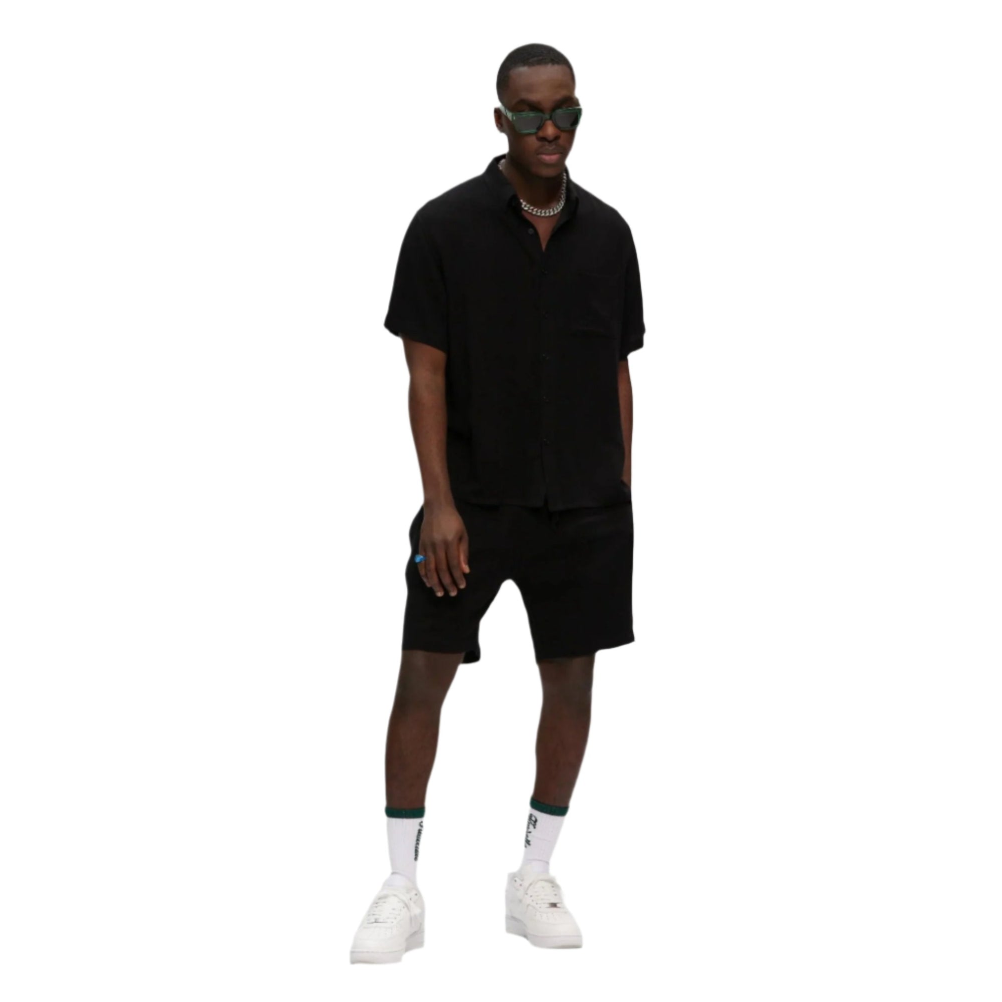Black Linen Shorts