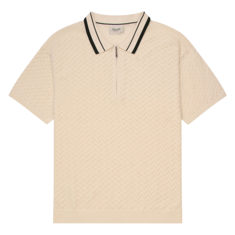 Cream Knit Zip Polo Unisex
