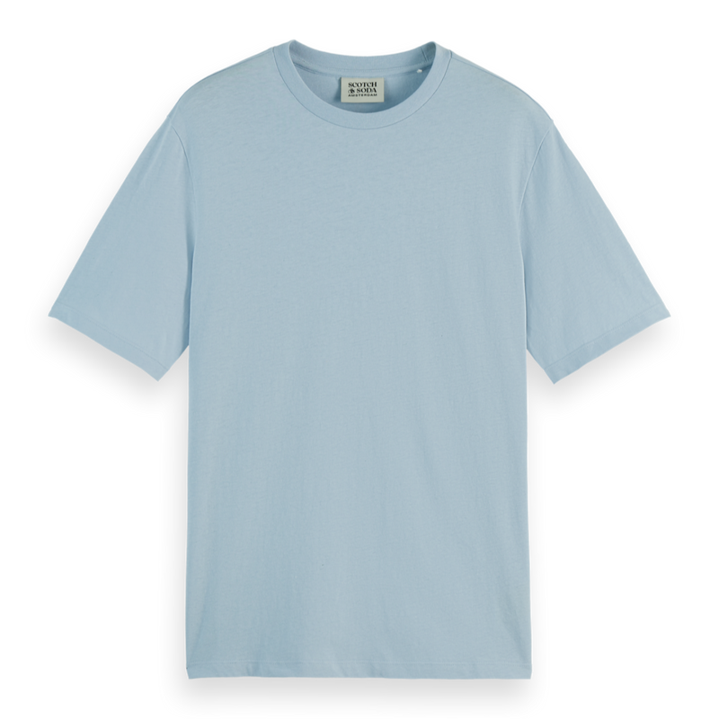 Blue Regular Fit 3 Crosses Cotton-Linen T-Shirt