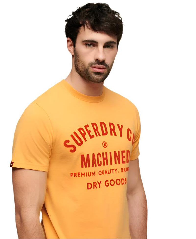 Amber Yellow Marl Workwear Flock Graphic T-Shirt